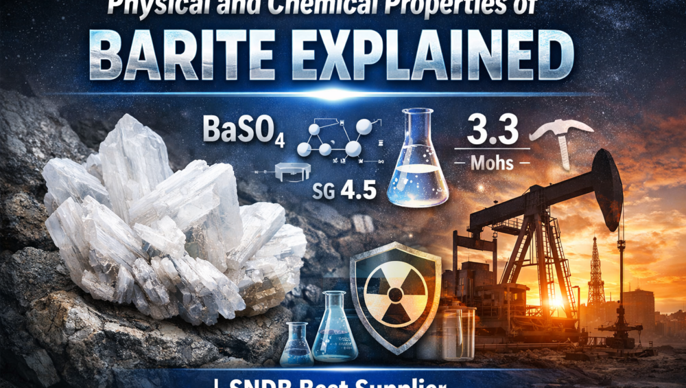 Learn the physical and chemical properties of barite, its industrial uses, and why SNDB is a trusted supplier of high-quality barite worldwide.